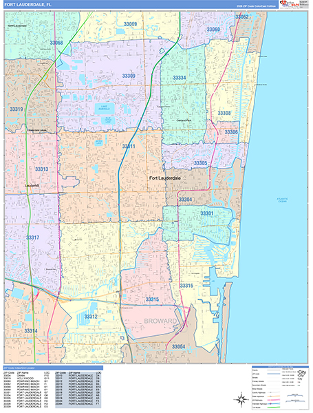 Fort Lauderdale Wall Map